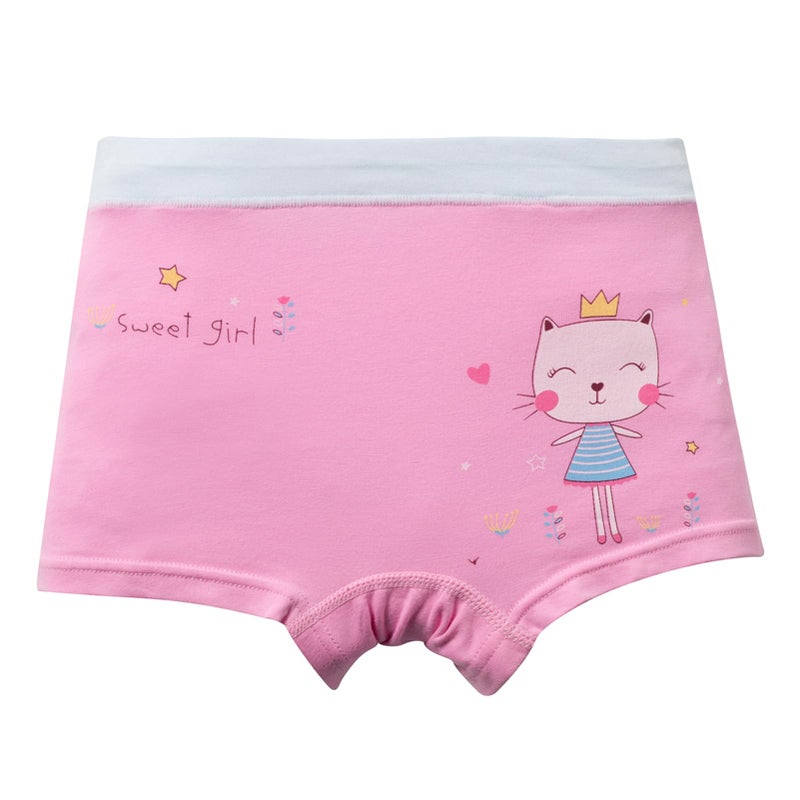 Core Pretty Girls Cotton Underwear with Cat Kitty Print - Soft Breathable Boyshorts for Toddler Girls (Pack of 5), Sweet Comfortable Panties 2T-4T - Image 2